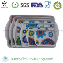 Bamboo fiber and rice husk food tray with decal printing